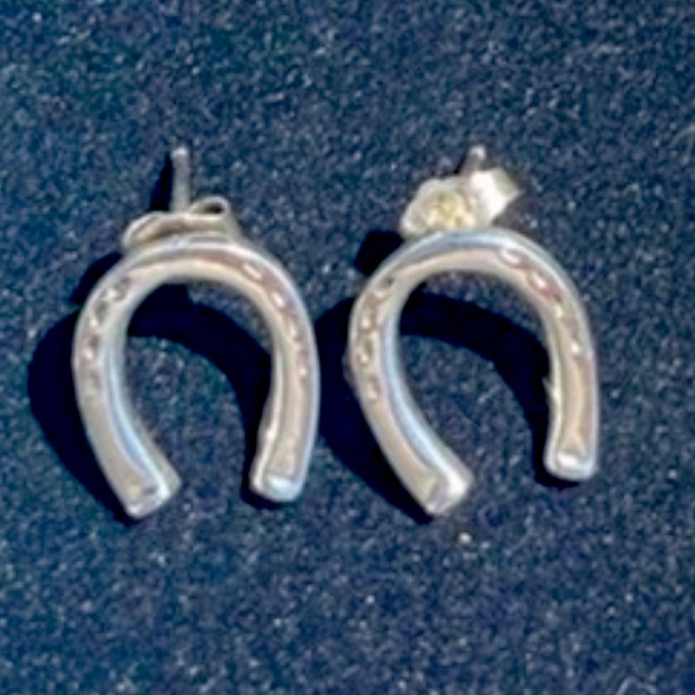 Vintage Horseshoe Earrings in Sterling Silver - Studs with posts & clutch backs